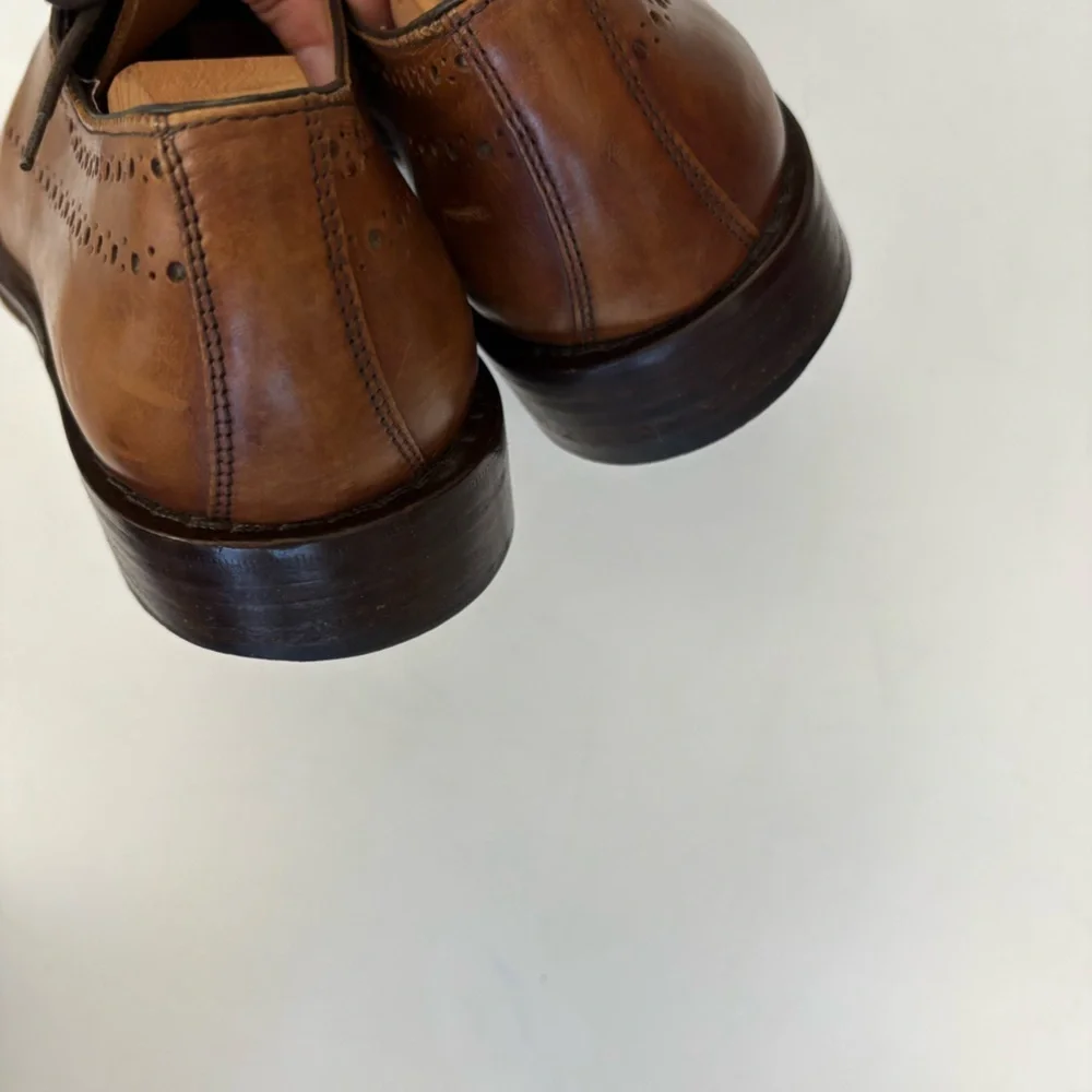 Calzoleria Toscana || Italian Leather Brogue‎ Oxford Dress Shoes Tan EU 44